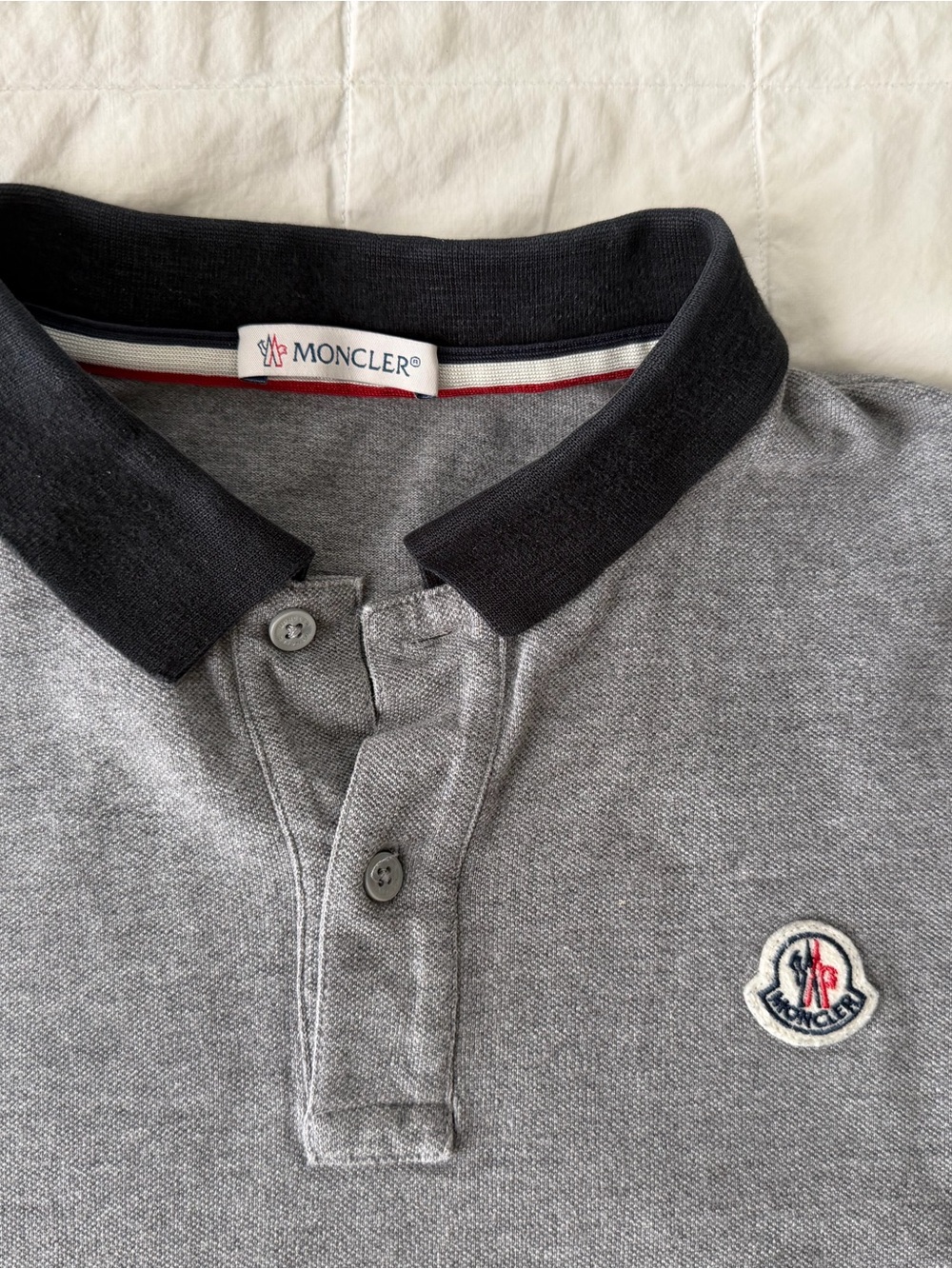 Moncler Grey Polo long sleeve- boys youth size 12
